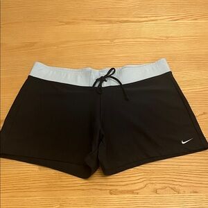 Nike Dri-FIT Womens Dark Blue Athletic Shorts with Light Blue Waistband
